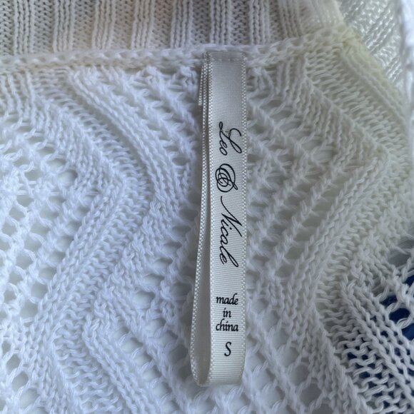 Leo & Nicole Bolero Shrug Crop Cardigan Women's Small Ivory Half Sleeve Sheer - Picture 6 of 11